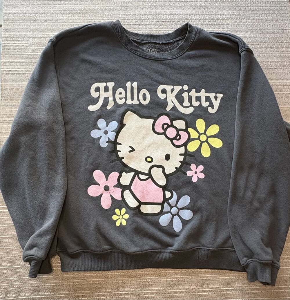 Sanrio Hello Kitty Black Floral Graphic Crewneck Sweatshirt